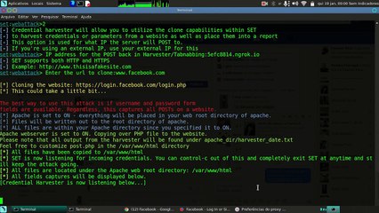 Hackeando Facebook em rede externa com Setoolkit