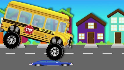 Monster truck School Bus race animated video