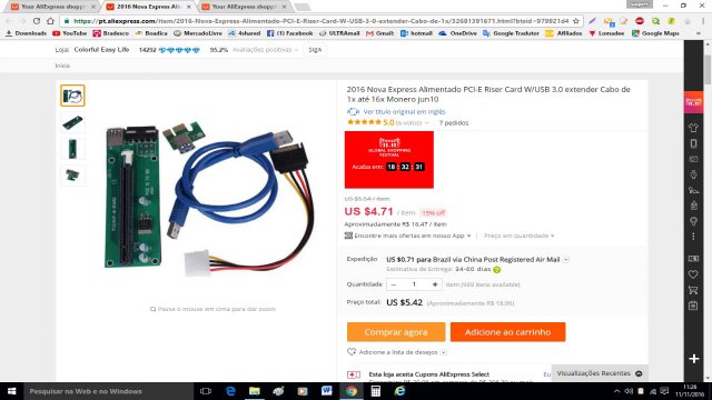 Pci express 1x A 16x Riser Card Usb 3.0 eGPU