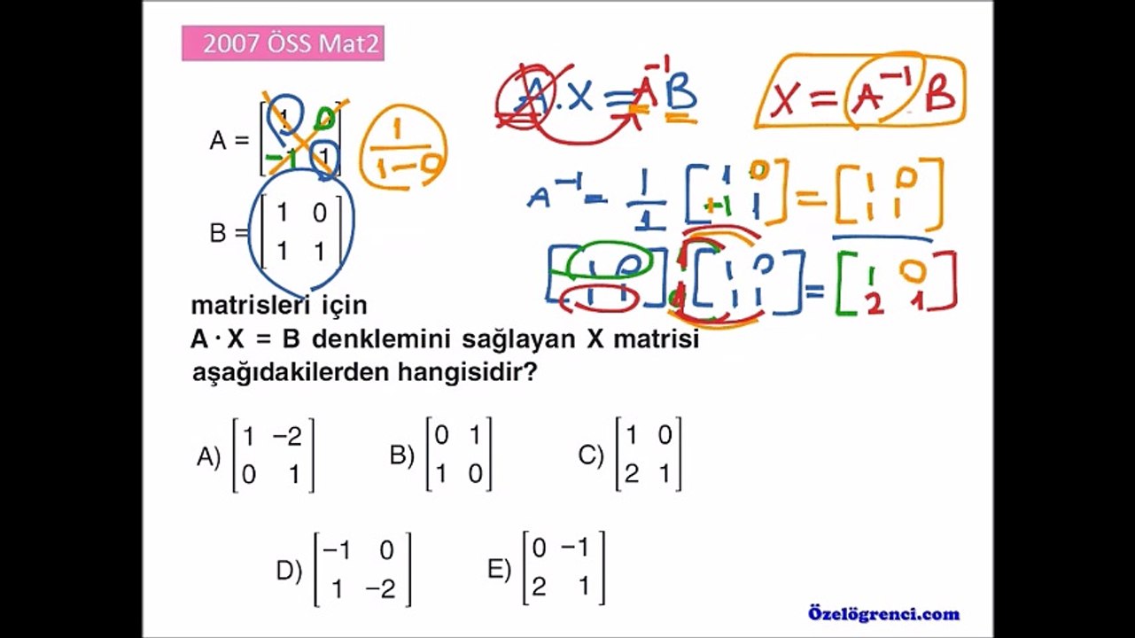 2007 ÖSS Mat2 Soruları ve Çözümleri