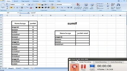 fungsi SUMIF pada excel