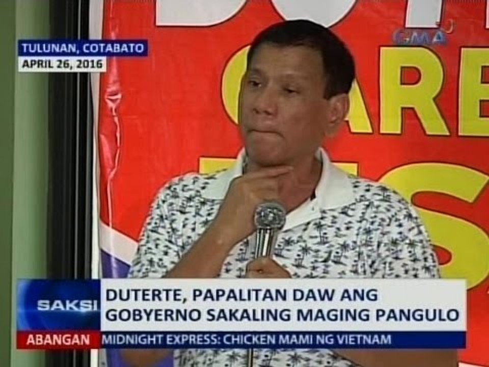 Saki: Duterte, papalitan daw ang gobyerno sakaling maging pangulo