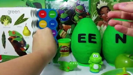 The Color Green with Jumbo Surprise Eggs Play-Doh - Learn Colors for Baby, Kids, Preschool
