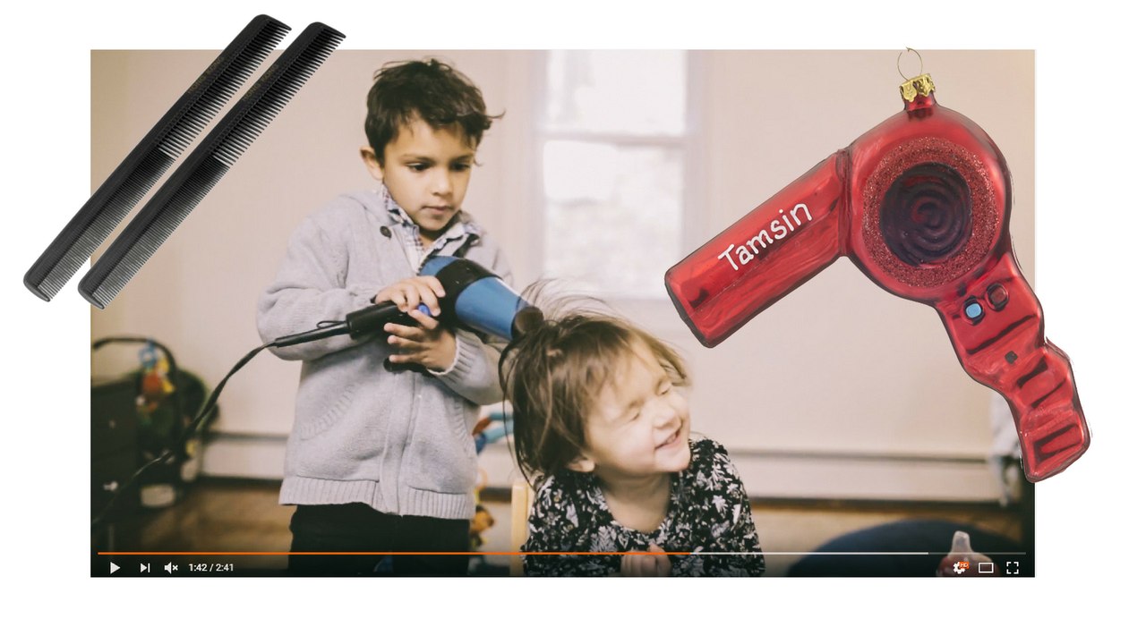 Big brother brushing little sister's hair. Caleb ToysReviews HD