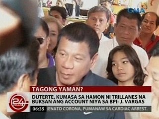 24 Oras: Dutere, kumasa sa hamon ni Trillanes na buksan ang account niya