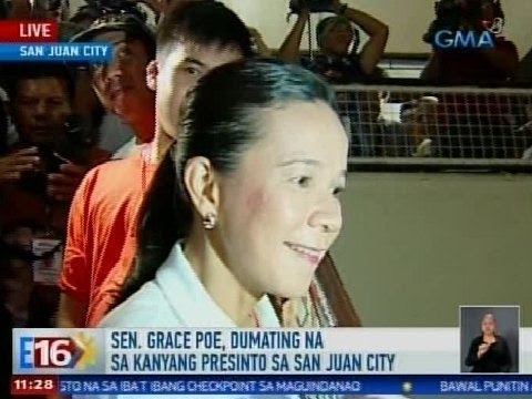 Eleksyon 2016: Sen. Grace Poe, dumating na sa kanyang presinto sa San Juan City