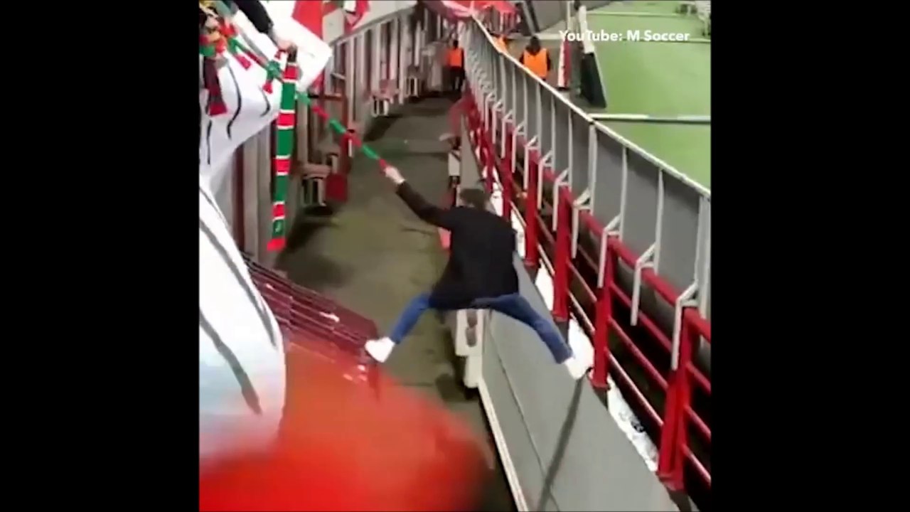 Lokomotive Moscow Fan Miraculously Escapes Pitch Security