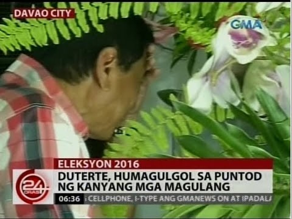 24 Oras: Duterte, humagulgol sa puntod ng kanyang mga magulang