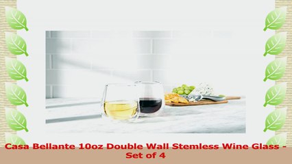 Casa Bellante Set of 4 Doublewall Stemless Wine Glass  10 oz Borosilicate Glass ffc5552a