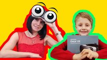 Вредные детки DenArina Пранк над мамой 3D Oculus очки Виртуальная реальность Мама в шоке
