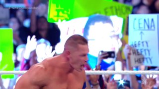 WWE II John Cena celebrates his historic 16th World Title win with a Make-A-Wish member