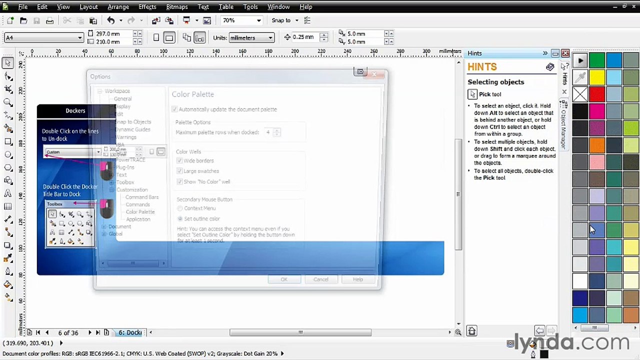 CorelDRAW Essential Training - Arranging dockers