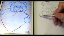 Valentines. Bear with Heart. How to draw Valentines. How to draw Bear with Heart