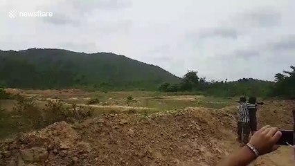 Tourist destroys petrol drum with RPG in Cambodia