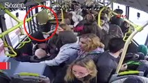 Halk otobüsünde boğazına bıçak dayayıp, polise direndi