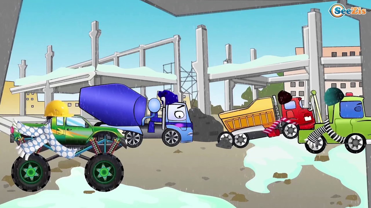 Carritos Para Niños. Grúa, Un Camion Monstruo, Camión. Caricaturas de carros. Tiki Taki Camiones