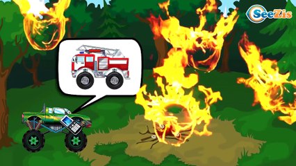 Cartoon for kids - The Fire Truck and The Police Car - Cars & Trucks Cartoons for children