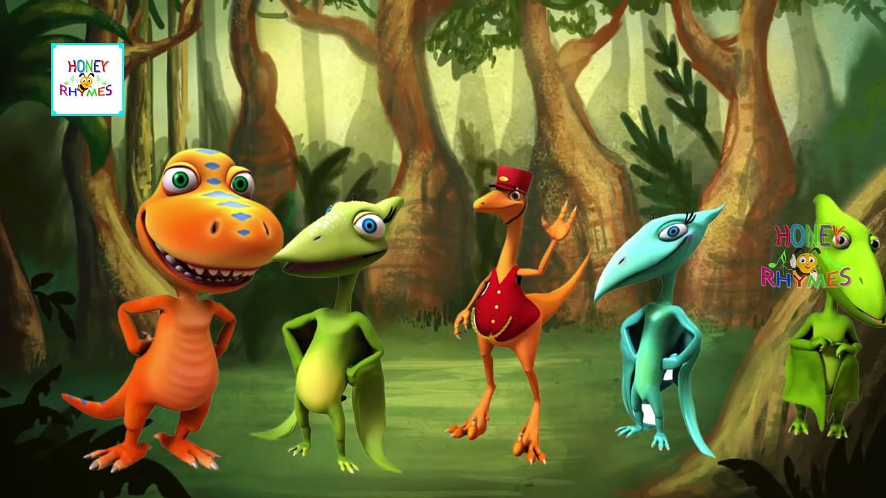 Поезд динозавров смешной палец семья мультфильм анимация дети потешки палец семейные песни HD