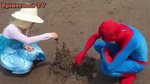 Spiderman vs Elsa build sand castles Venom create misunderstanding between the superhero F