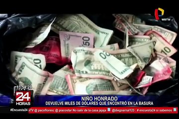 Niño de 7 años devuelve dinero robado del banco que encontró en la basura