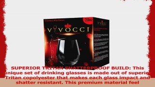 Vivocci Unbreakable Plastic Stemless Wine Glasses 20 oz  100 Tritan Heavy Base  6d04f52b
