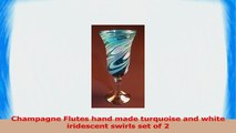 Champagne Flutes Hand Blown Mexican Glass Turquoise  White Iridescent Swirls Set of 2 da455e5f