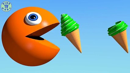 Learn Colors With 3D Ice Cream And Pacman For Kids, Toddlers, Babies