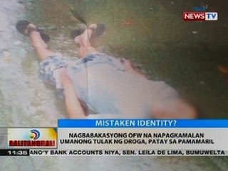 Nagbabakasyong OFW na napagkamalan umanong tulak ng droga, patay sa pamamaril