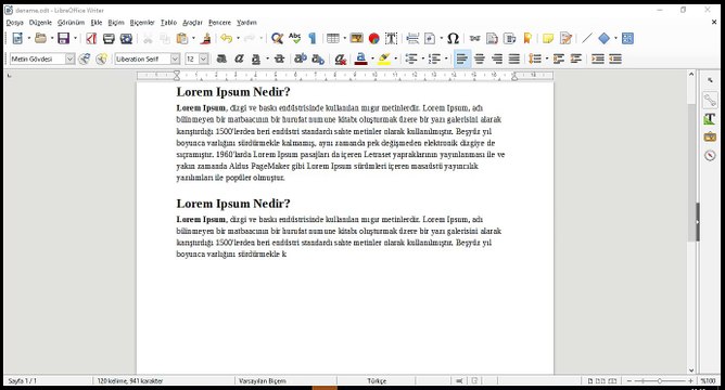 2 Ders- LİbreOffice Metin Bul Metin değiştir CTRL_F ve CTRL_H