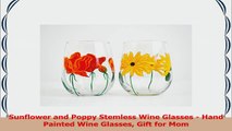 Sunflower and Poppy Stemless Wine Glasses  Hand Painted Wine Glasses Gift for Mom aa332607