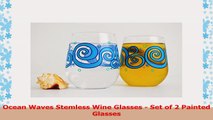 Ocean Waves Stemless Wine Glasses  Set of 2 Painted Glasses 326e97d1