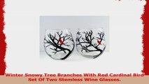 Winter Snowy Tree Branches With Red Cardinal Bird Set Of Two Stemless Wine Glasses 1eaa2ba6