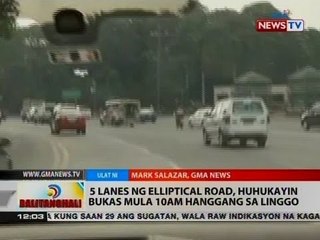 BT: 5 lanes ng Elliptical Road, huhukayin mula Sept. 20-25