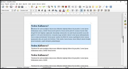 37 Ders - LİbreOffice Write Metni sütunlara ayırma