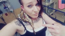 Ball python gets trapped in woman’s gauged earlobe