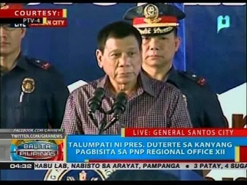 Talumpati ni Pres. Duterte sa kanyang pagbisita sa PNP Regional Office XII