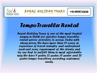 Luxury Tempo Traveller Hire, Rent 12 Seater Tempo Traveller in Delhi