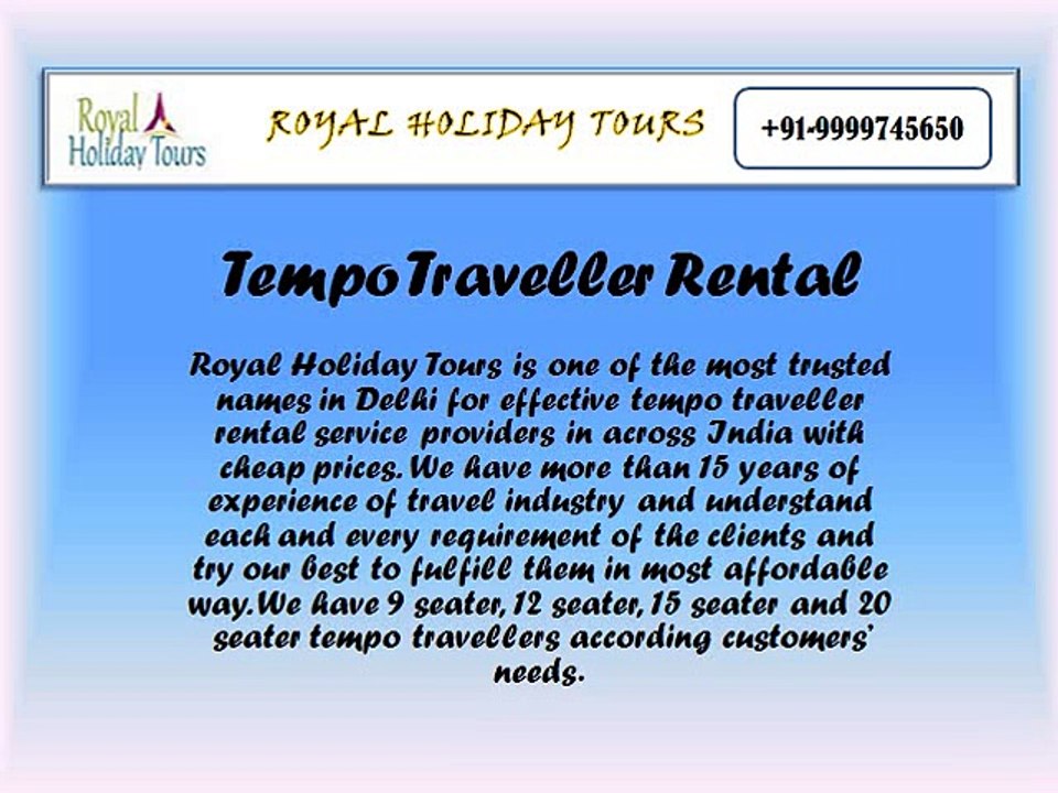 Luxury Tempo Traveller Hire, Rent 12 Seater Tempo Traveller in Delhi