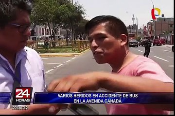 Cuatro heridos tras accidente de bus en avenida Canadá