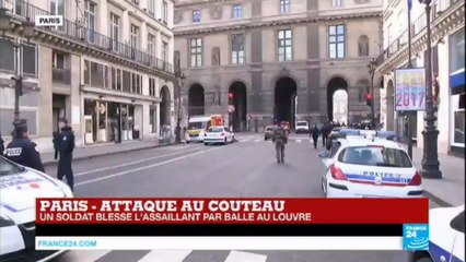 Attaque au couteau à Paris : un soldat blesse l'assaillant par balle au Louvre