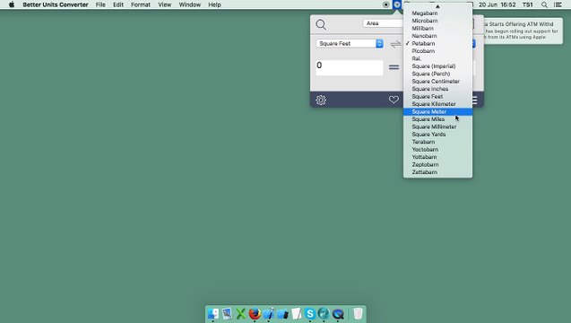 Unit Converter on Mac OSX El Capitan & MacOS Sierra