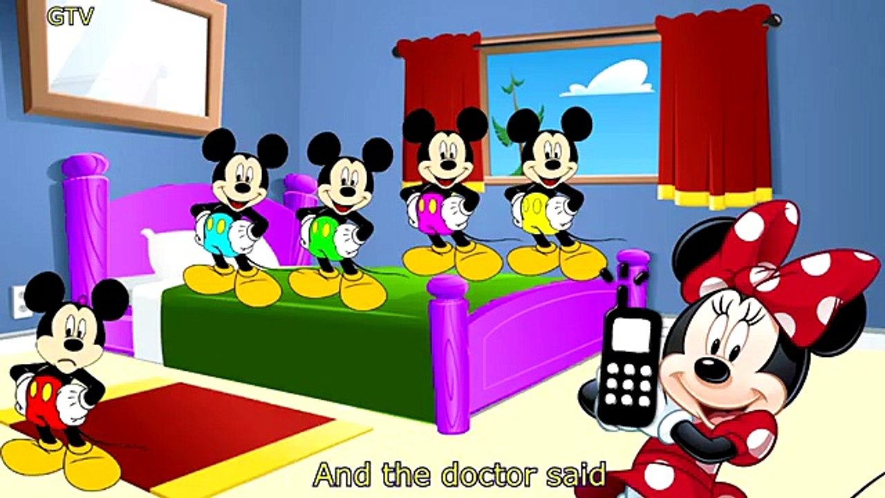 Five Little Mickey Mouse Jumping on the Bed 5 Little Monkeys Jumping on the bed Nursery Rhymes