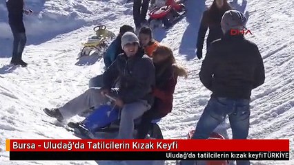 Bursa - Uludağ'da Tatilcilerin Kızak Keyfi