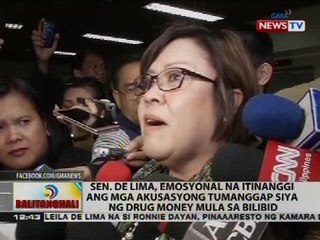 Sen. de Lima, emosyonal na itinanggi ang mga akusasyong tumanggap siya ng drug money mula sa Bilibid
