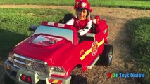 FIRE TRUCK FOR KIDS POWER WHEELS RIDE ON Paw Patrol Video Marshall Put out Fire Egg Surprise Toys