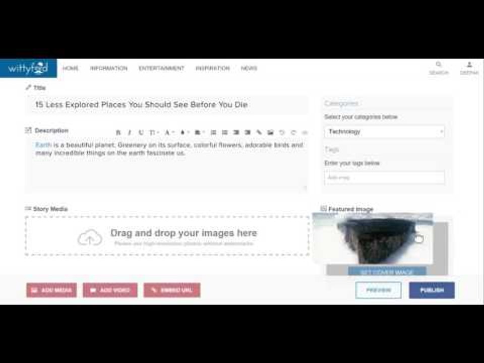 HOW TO CREATE A STORY ON WITTYFEED