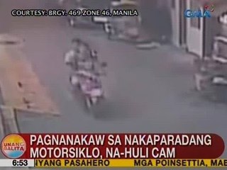 UB: Pagnanakaw sa nakaparadang motorsiklo sa Maynila, na-hulicam