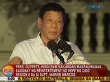 Pres. Duterte, hindi raw kailangan magpaliwanag kaugnay ng reinstatement ni Supt. Marvin Marcos