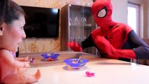 Bad Baby & FREAK Joker NUTELLA SCARE! w/ Spiderman Frozen Elsa Pink Spidergirl Candy! Superhero Fun