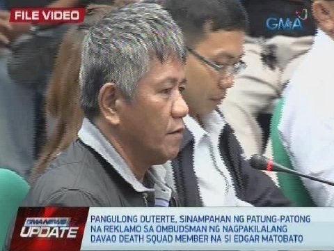 Duterte, sinampahan ng patung-patong na reklamo ng nagpakilalang DDS member na si Matobato